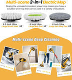 6000mAh Battery Electric Mop M1, 800RPM Cordless Electric Power Scrubber & Mops for Floor Cleaning, Best Automatic Spin Mops with Smart Display,Rotating Mop with LED Light & Water Spray-qimedo