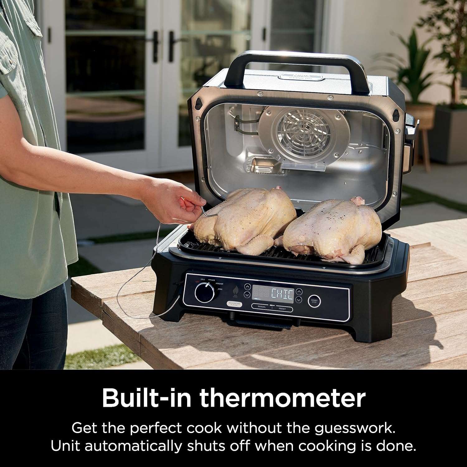 OG701 7-in-1 Outdoor Electric Grill & Smoker - Grill, BBQ, Air Fry, Bake, Roast, Dehydrate & Broil - Uses Woodfire Pellets - Portable & Weather Resistant