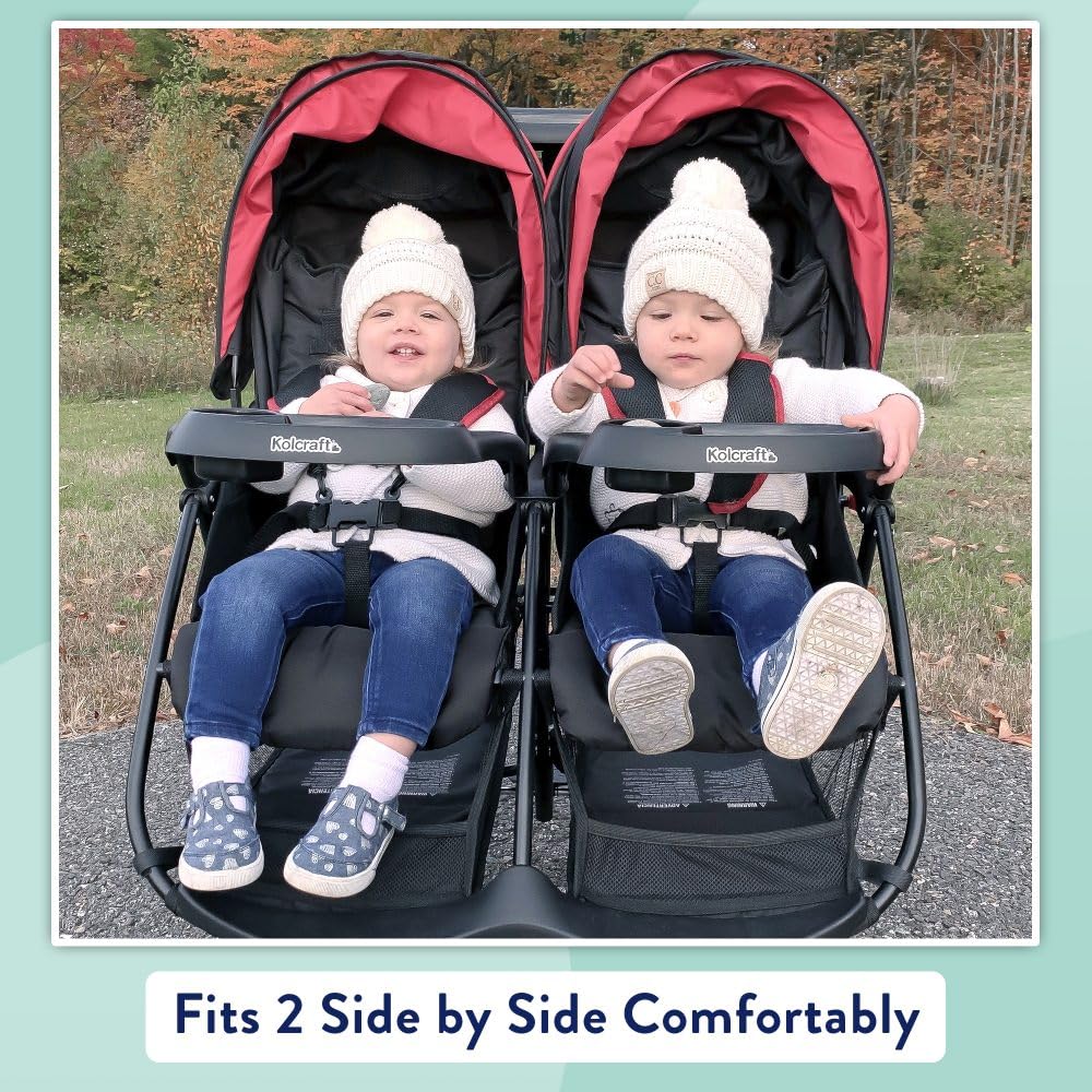 Kolcraft Side-by-Side Lightweight Double Baby Stroller with Reclining Seats
