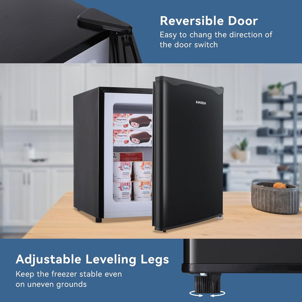 BANGSON Upright Freezer with Removable Shelf (Black)