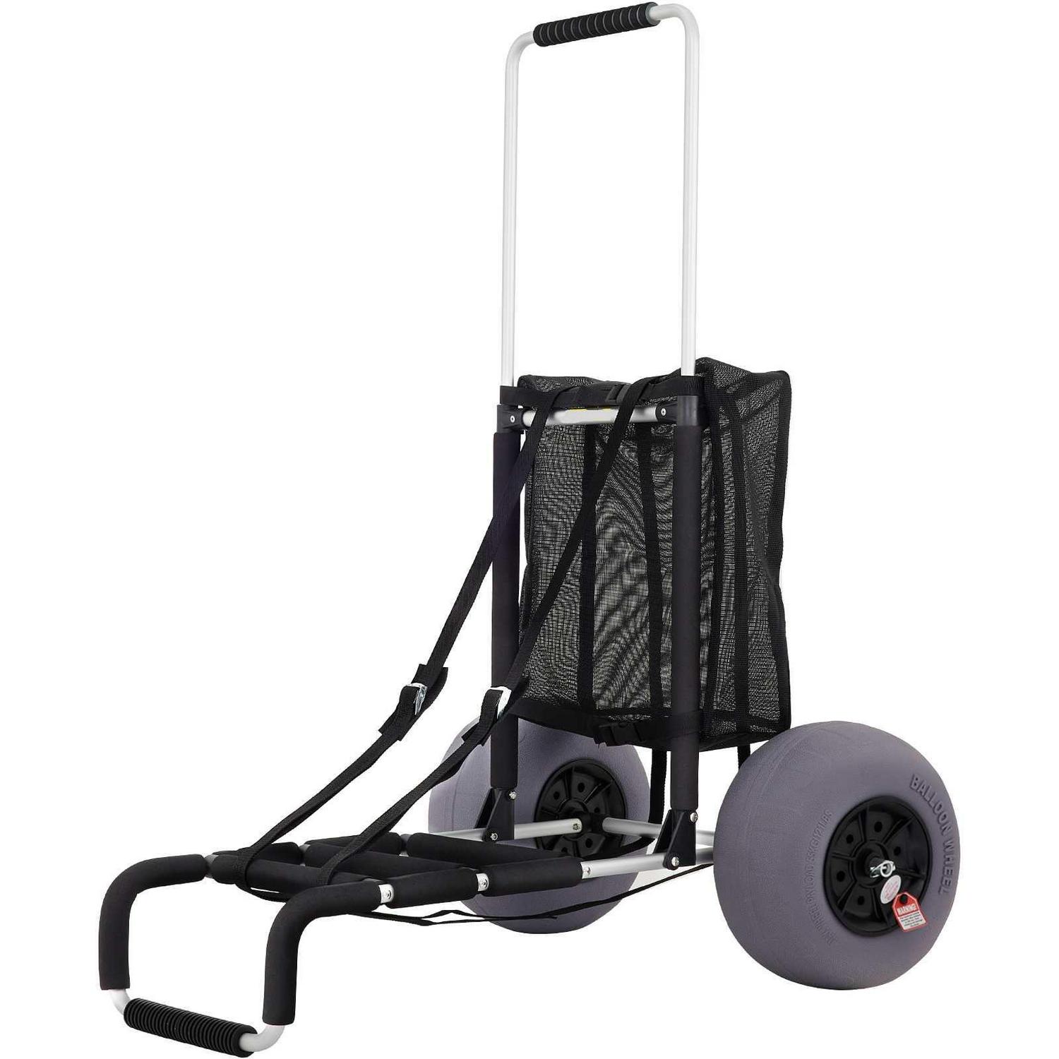 BENTISM Beach Cart for Sand, 165 lbs Capacity, Foldable, Adjustable Handle, 13′′ Balloon Wheels, Black