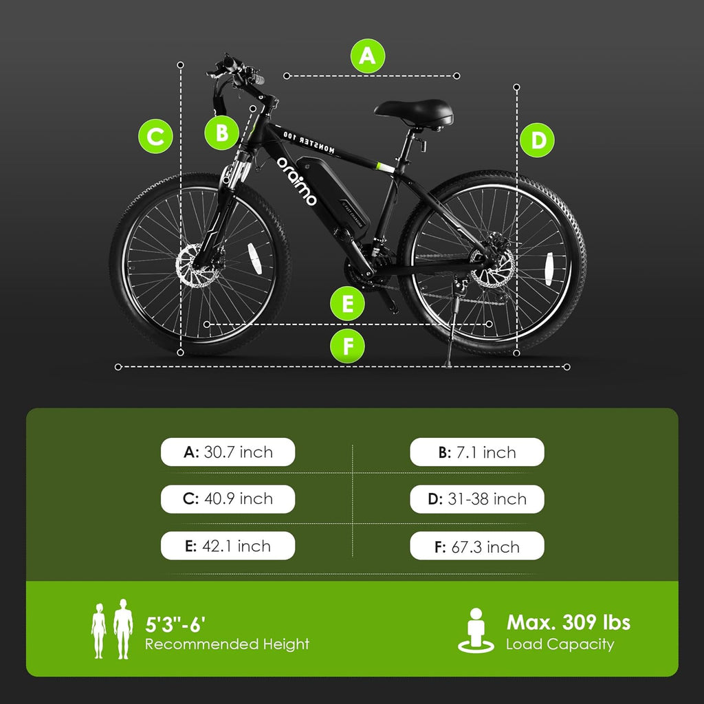 Adult Electric Bike, 350W BAFANG Motor (500W Peak), 4A 3H Fast Charging, 468Wh Li-Ion Battery, 21 Speed Gears, Air Saddle, 45 Miles 20 MPH 26" Mountain Bike Electric Bike
