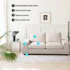 INGALIK 88.58" Modern Loveseat Sofa for Living Room, 3 Seater, Beige