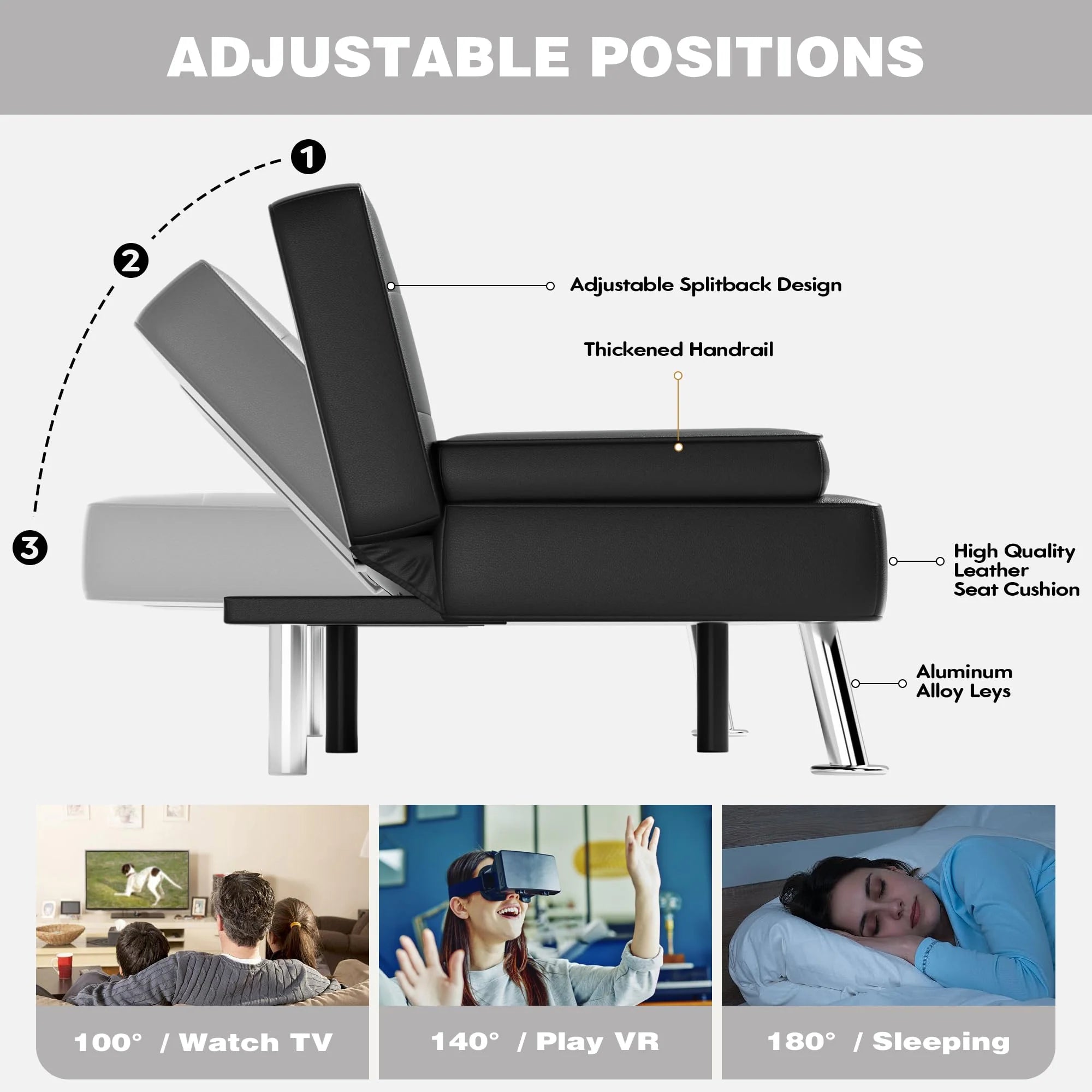 JUMMICO Modern Convertible Folding Futon Sofa Bed