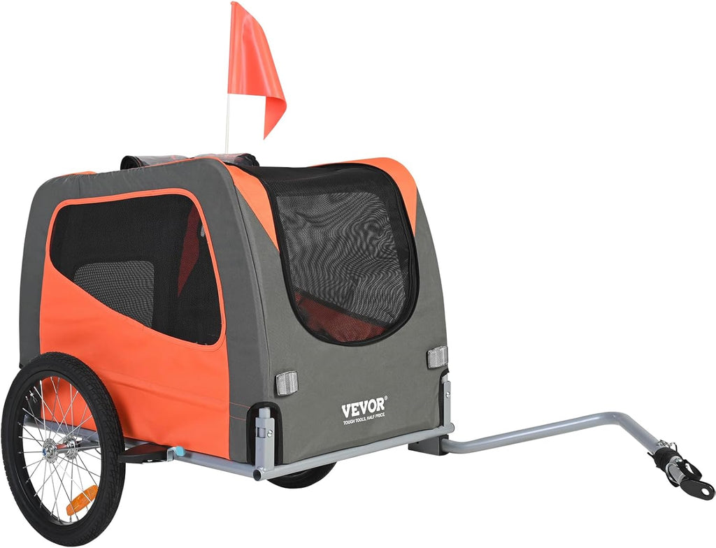 2025 VEVOR Dog Bike Trailer  Supports up to 66/88/100 lbs  Pet Cart Bicycle Carrier  Easy Folding Frame with Quick Release Wheels  Universal Bicycle Coupler  Reflectors  Flag  Collapsible to Store
