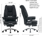 Large Tall Office Chair 400 lbs Wide Seat, Leather High Back Executive Office Chair with Footrest, Ergonomic Office Chair Lumbar Support to Relieve Lower Back Pain (Beige)