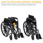 Drive Medical Silver Sport 1 Wheelchair, Full Arms, Removable Footrest, 250 lbs Capacity, Steel Frame