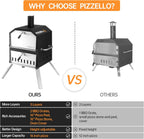 PIZZELLO Large Wood Fired 2-Layer Pizza Ovens with Pizza Stone, Pizza Peel, Grill Grate