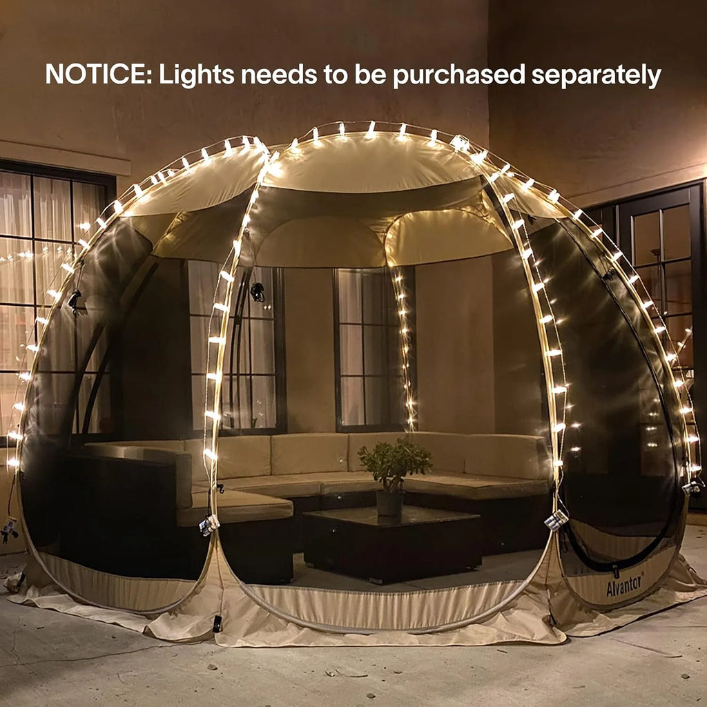 Alvantor Screen House Gazebo, 6-10-15 Person Pop Up Igloo Screened Canopy Tent with Mosquito Netting Sides, Instant UV Resistant Sun Shelter for Garden, Patio, Backyard