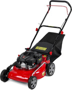 18" Lawn Mowers, 3 in 1 Self-Propelled Cordless Lawn Mower, 131cc Walk-Behind Push Gas Lawn-Mower with 50L Grass Bag, Heavy-Duty Gas Powered Lawnmower for Gardening Care Lawns Maintenance Yard Trimme
