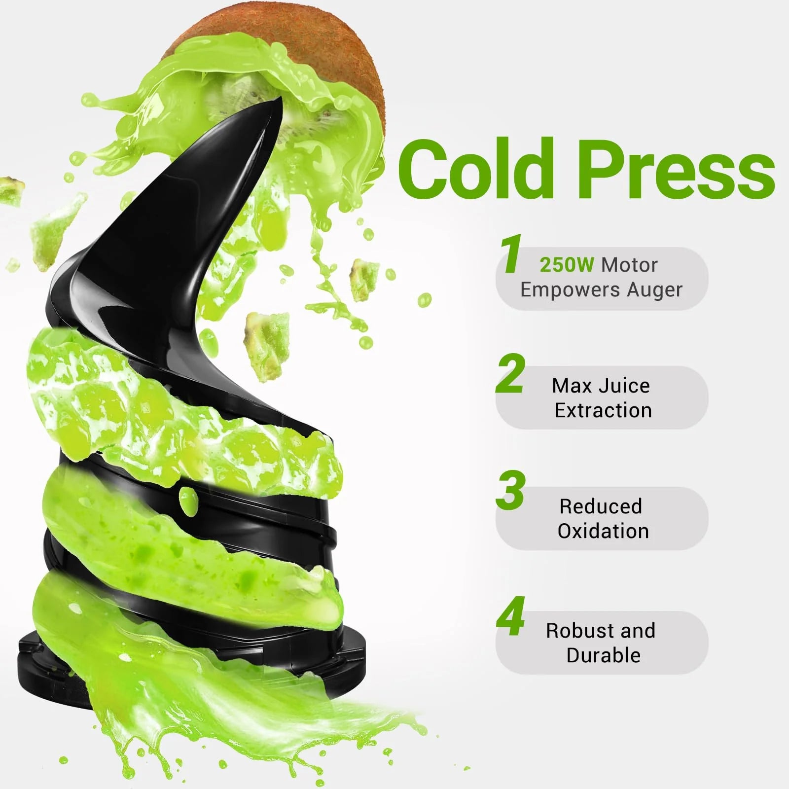 AMZCHEF 5.3-Inch Self-Feeding Masticating Juicer