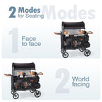 Wagon Stroller for 4 Kids, All-Terrain Wagon for Toddler with Canopy, Parent Organizer, Shoulder Bag, Adjustable Handlebar, Phone Holder, High Seat & 5 Point Harness, Ultimate Quad (Black)