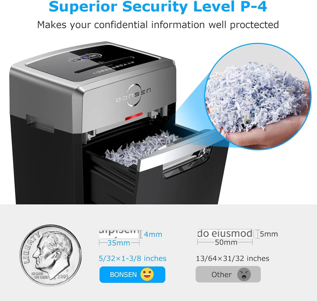 Heavy Duty Paper Shredder, 24-Sheet Cross-Cut Shredder, 40-Min Continuous Running Time, Commercial Grade Shredder for Office, 9-Gallon Big Basket, 55dB Super Quiet, P-4 High Security (S3105)