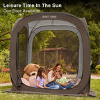EAST OAK Screen House Tent Pop-Up, Portable Screen Room Canopy Instant Screen Tent 10 x 10 FT with Carry Bag for Patio, Backyard, Deck & Outdoor Activities, Beige