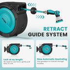 AYURA Retractable Garden Hose Reel, Any Length Lock, Slow Auto-Rewind, 10 Pattern Nozzle