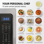 TOSHIBA 4-in-1 ML-EC42P(SS) Countertop Microwave Oven, Smart Sensor, Convection, Air Fryer Combo, Mute Function, Position Memory 13.6" Turntable, 1.5 Cu Ft, 1000W, Silver