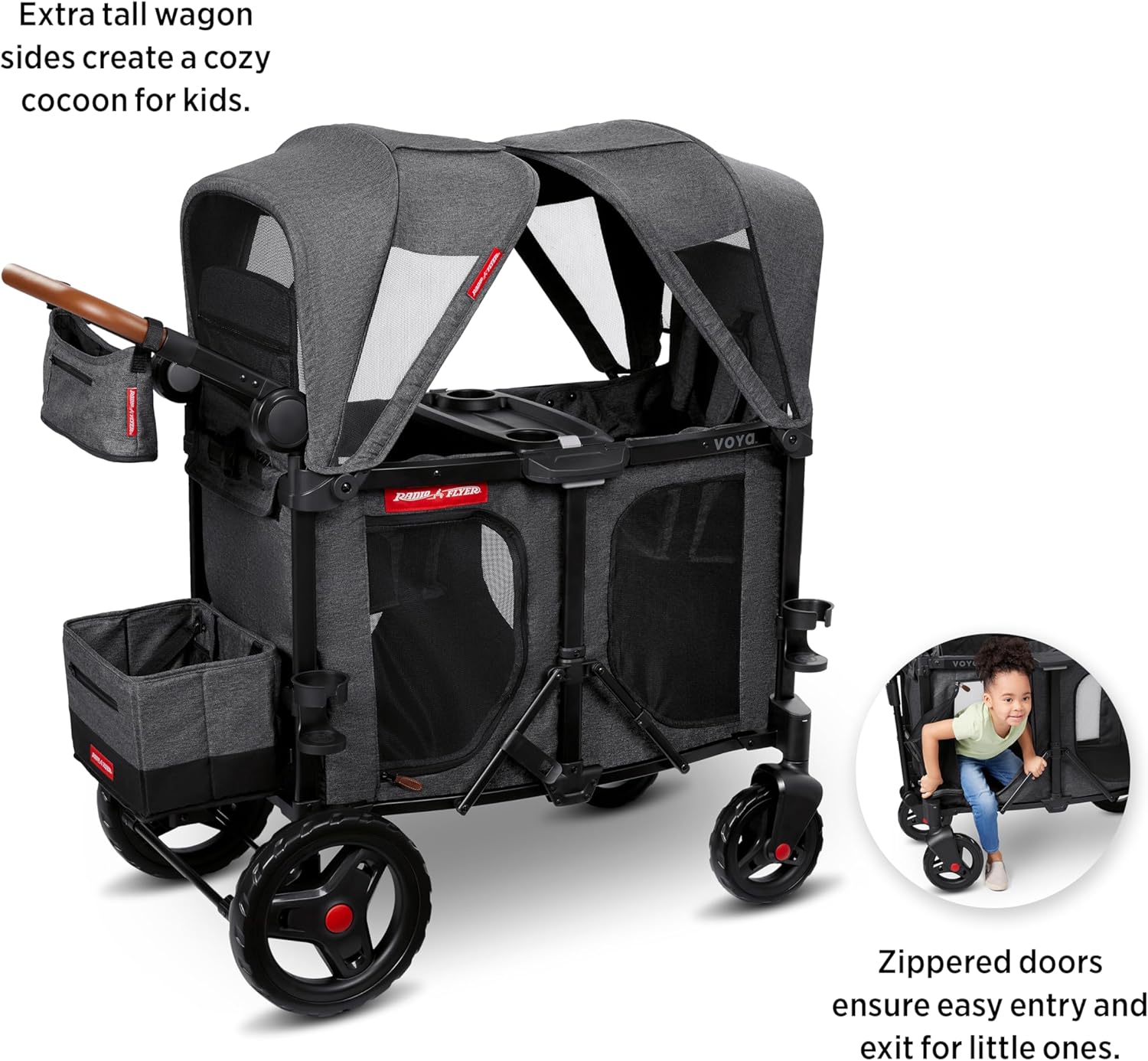 Stroller Wagon, 4 Seater Wagon Stroller for Kids with Low Sides, Baby Stroller Wagon, Quad Stroller