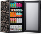 Beverage Refrigerator Cooler | 126 Cans Free Standing with Right Hinge Glass Door | Mini Fridge Beverage Organizer Perfect For Beer, Wine, Soda, And Cooler Drinks