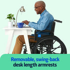 Lightweight Wheelchair for Adults With Swing-Back, Desk-Length Arms, Elevating Leg Rests; 18W" x 16"D Seat