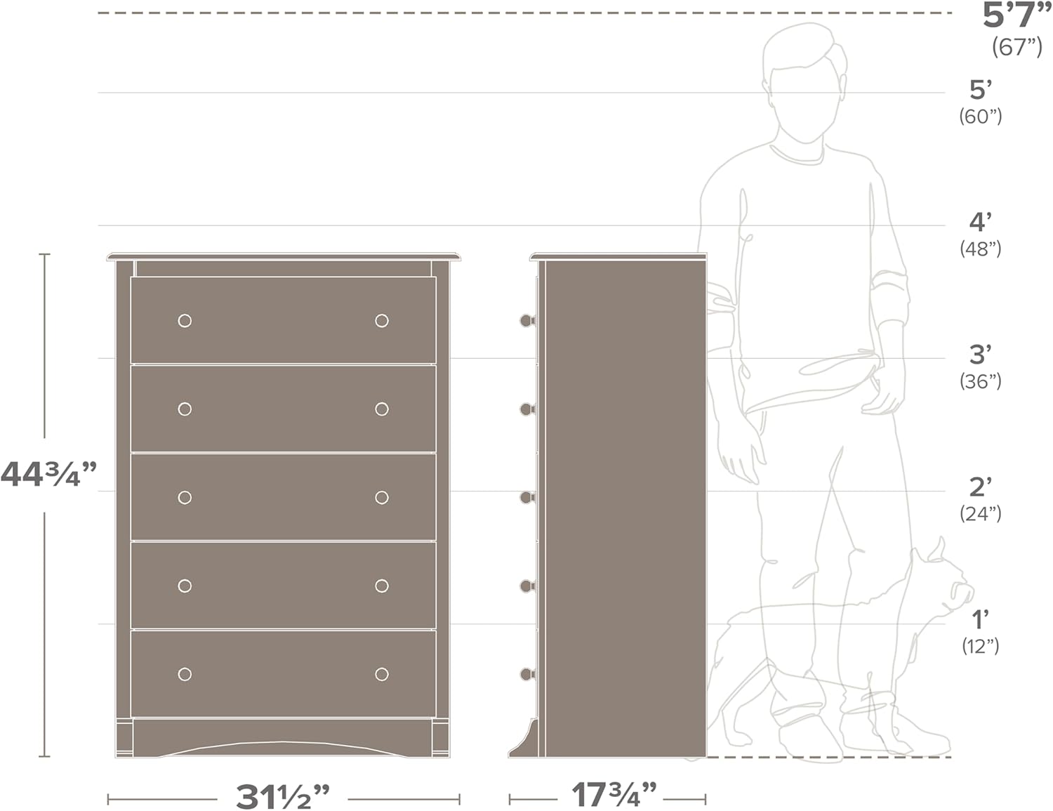 Prepac Sonoma Superior 5-Drawer Chest for Bedroom