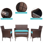 Homall 4 Pieces Patio Rattan Chair Wicker