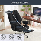 Large Tall Office Chair 400 lbs Wide Seat, Leather High Back Executive Office Chair with Footrest, Ergonomic Office Chair Lumbar Support to Relieve Lower Back Pain (Beige)