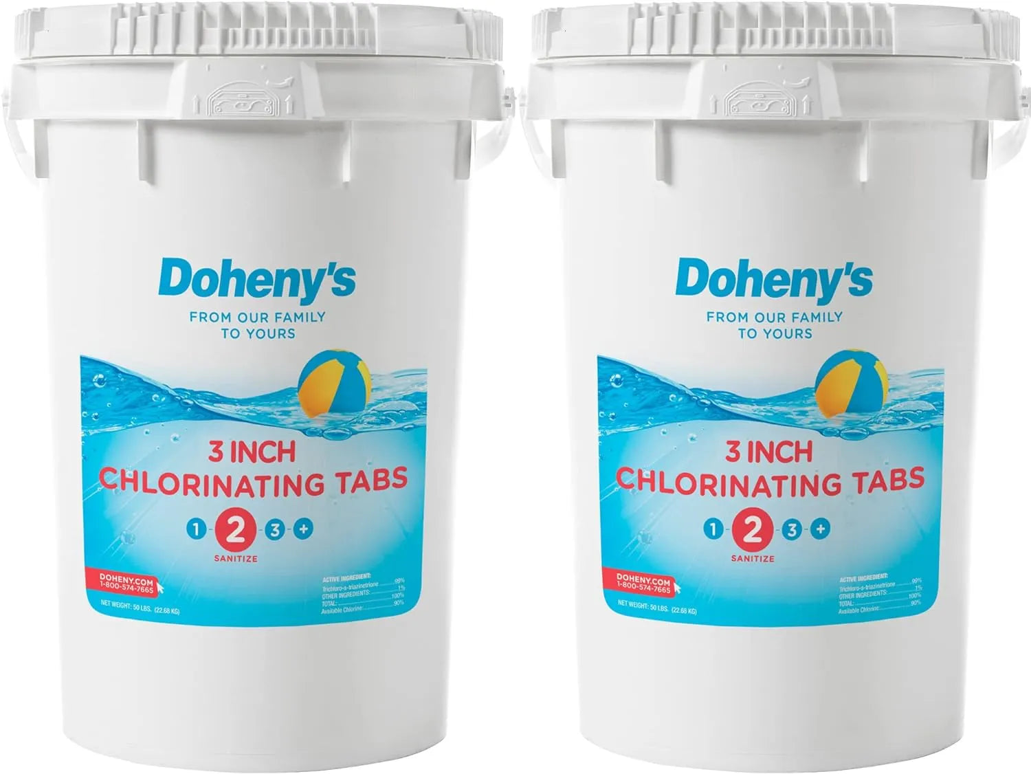 Doheny’s 3-Inch Stabilized Chlorine Tablets, 50lb – Long Lasting, Slow Dissolving Pool Sanitizer