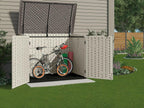 Suncast BMS4700 Resin Storage Shed, Off-White/Gray, 70.5′′W x 44.25′′D x 52′′H, Double Door, UV Resistant