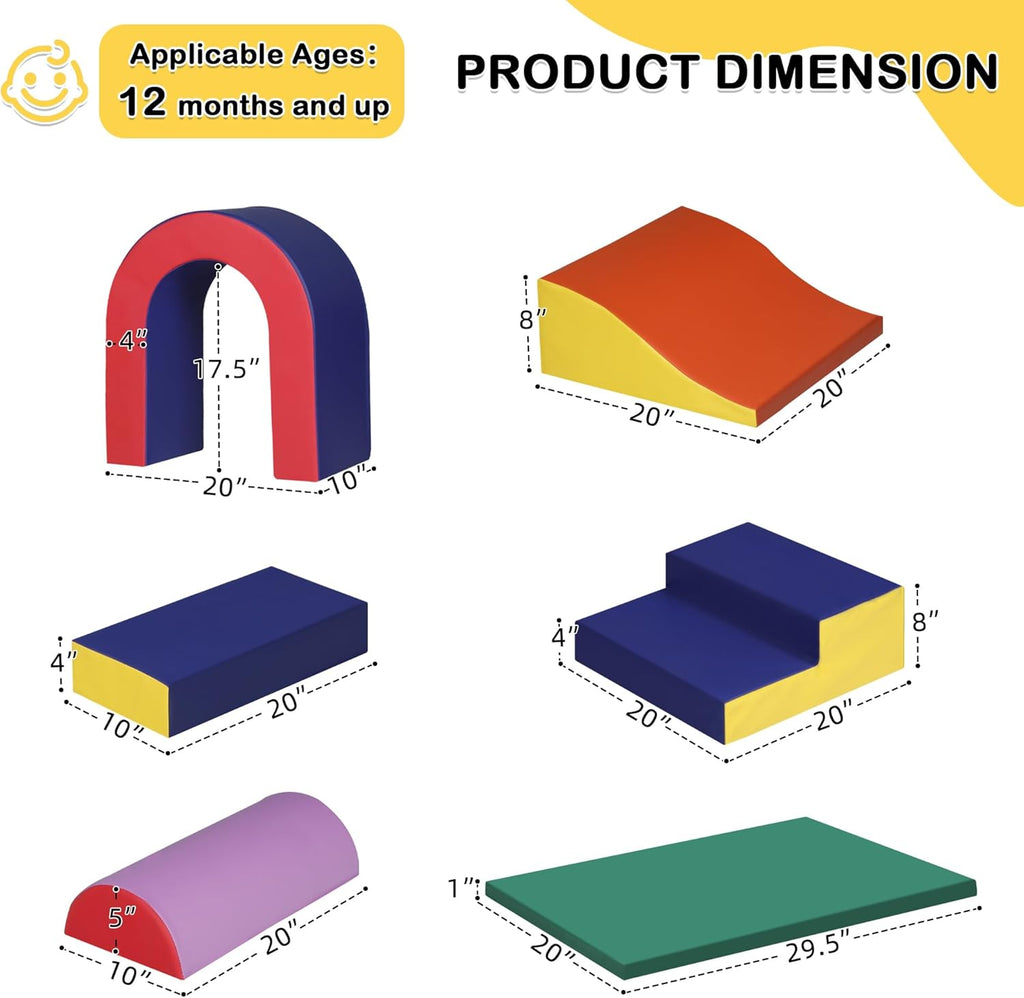 TODEFULL 10 Piece Foam Climbing Blocks, Soft Climbing Toys