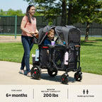 Stroller Wagon, 4 Seater Wagon Stroller for Kids with Low Sides, Baby Stroller Wagon, Quad Stroller