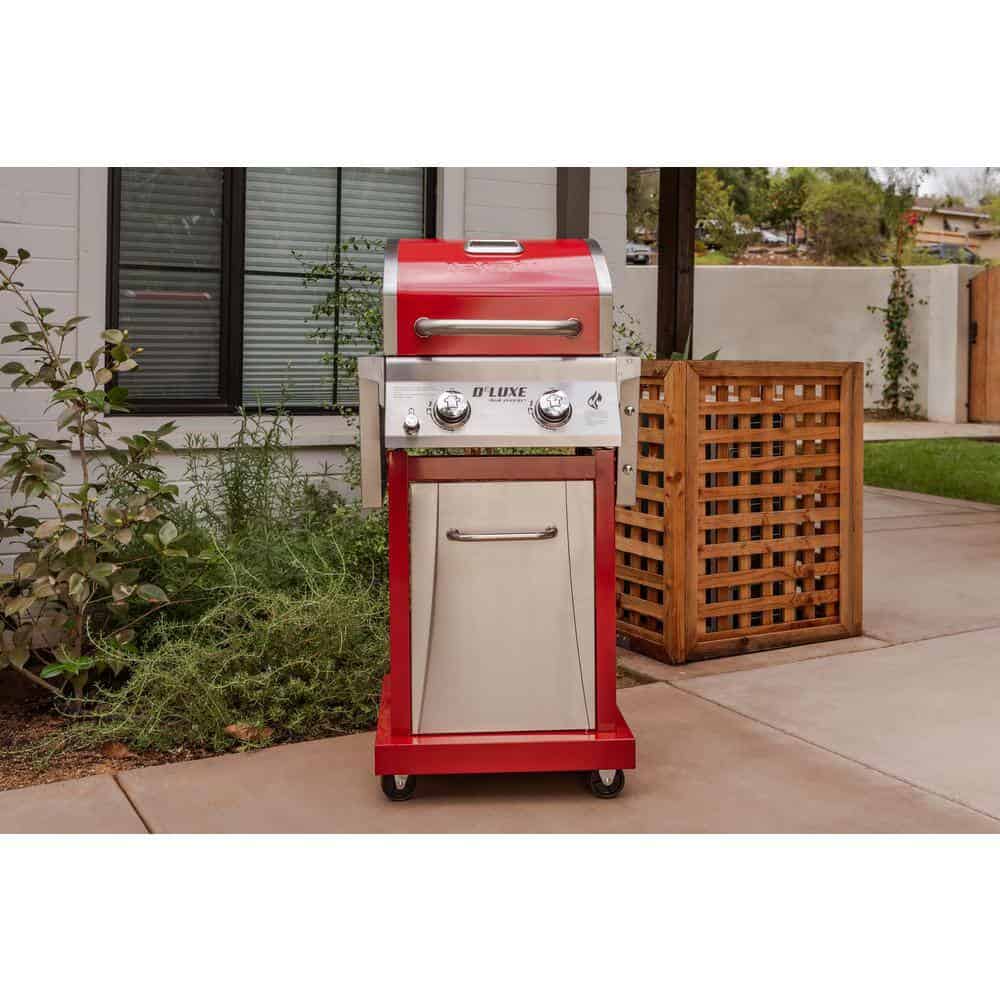 Nexgrill Deluxe 2-Burner Propane Gas Grill, Red – Stainless Steel, 28,000 BTUs, Compact Design