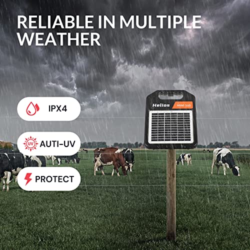 Andmon Solar Electric Fence Charger 10 Miles, 0.11 Joule, Portable with Day/Night Mode, 360° Rotation, 2 Miles Coverage
