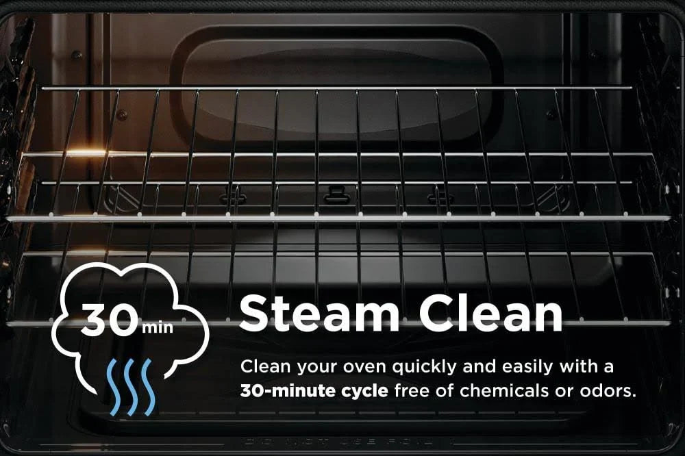 Frigidaire 30-in Glass Top 5 Burners 5.3-cu ft Steam Cleaning Freestanding Electric Range (EasyCare Stainless Steel)