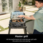 Ninja, Woodfire Pro XL Outdoor Grill & Smoker, Thermometer, 4-in-1 Master Grill, BBQ Smoker, Outdoor Air Fryer, Bake, Portable, Electric Grill, Dark Grey, OG850