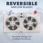 2025 Bionaire 8.5′′ Twin Window Fan with Reversible Airflow  3 Speeds  Remote Control