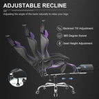 GTPLAYER Gaming Chair, Computer Chair with Footrest and Lumbar Support, Height Adjustable Game Chair with 360  -Swivel Seat and Headrest and for Office or Gaming (White)