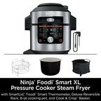 Ninja OL701 Foodi 14 in 1 SMART XL 8 Qt. Pressure Cooker Steam Fryer with SmartLid & Thermometer Auto Steam Release, that Air Fries, Proofs & More, 3 Layer Capacity, 5 Qt. Crisp Basket, Silver/Black