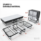 EconoHome Folding Bed with Mattress - Portable Foldable Roll Away Adult Bed for Guest
