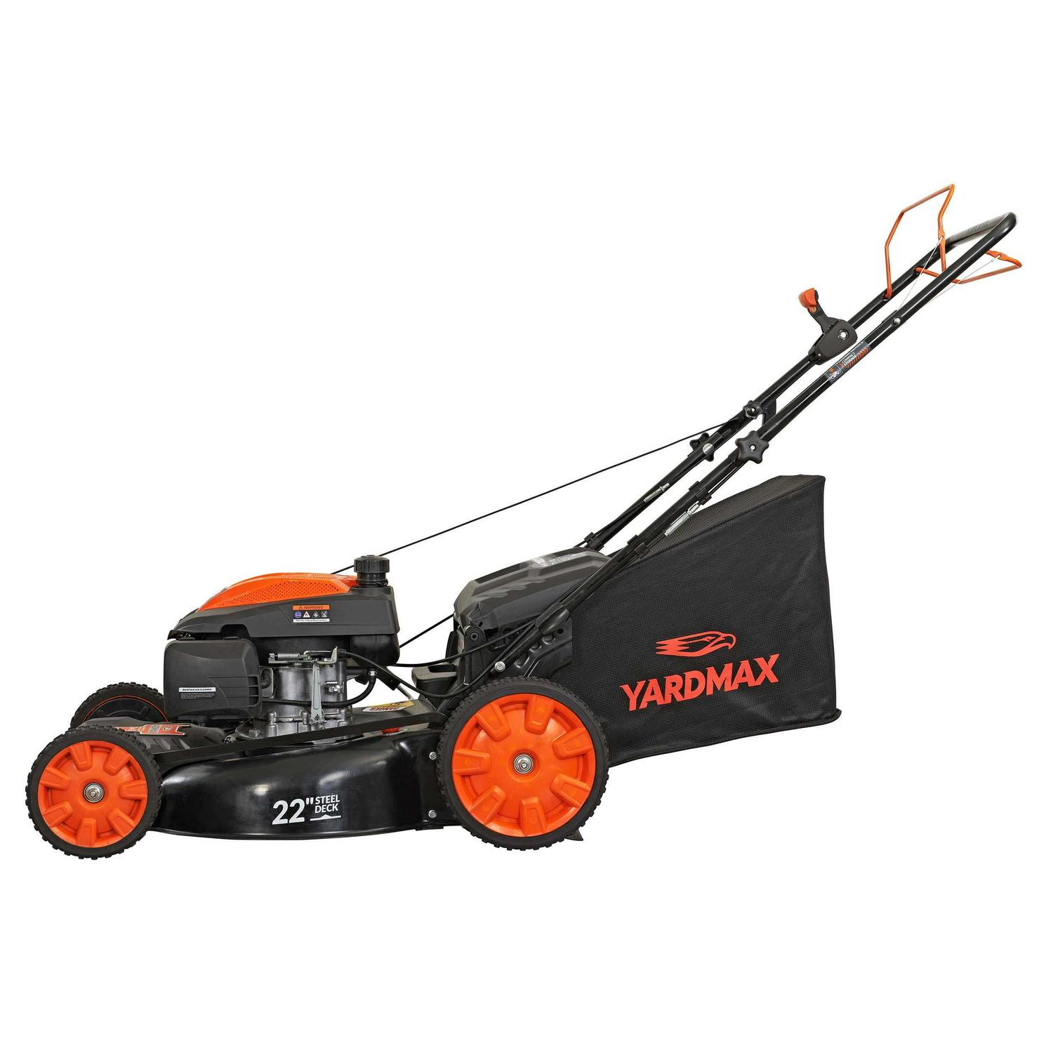 YARDMAX YG2860 22′′ 201cc 3-in-1 Gas Self-Propelled Lawn Mower with CVT and High Wheels