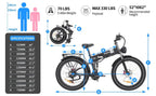 Eletric Bike for Adults, 750W Motor 48V 20Ah Removable Battery 26'' Fat Tire Folding E-Bike Shimano 21-Speed MTB Cycling UL2849