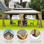 Outdoor Hardtop Gazebo 2021 New – Galvanized Steel Double Roof,Patio Gazebo Canopy with Privacy Curtains and Netting,WoodLooking Finish Aluminum Frame Cavus 12'X20′ by domi outdoor living