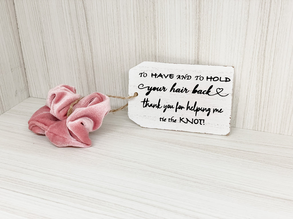 Scrunchie with Wood Hangtag