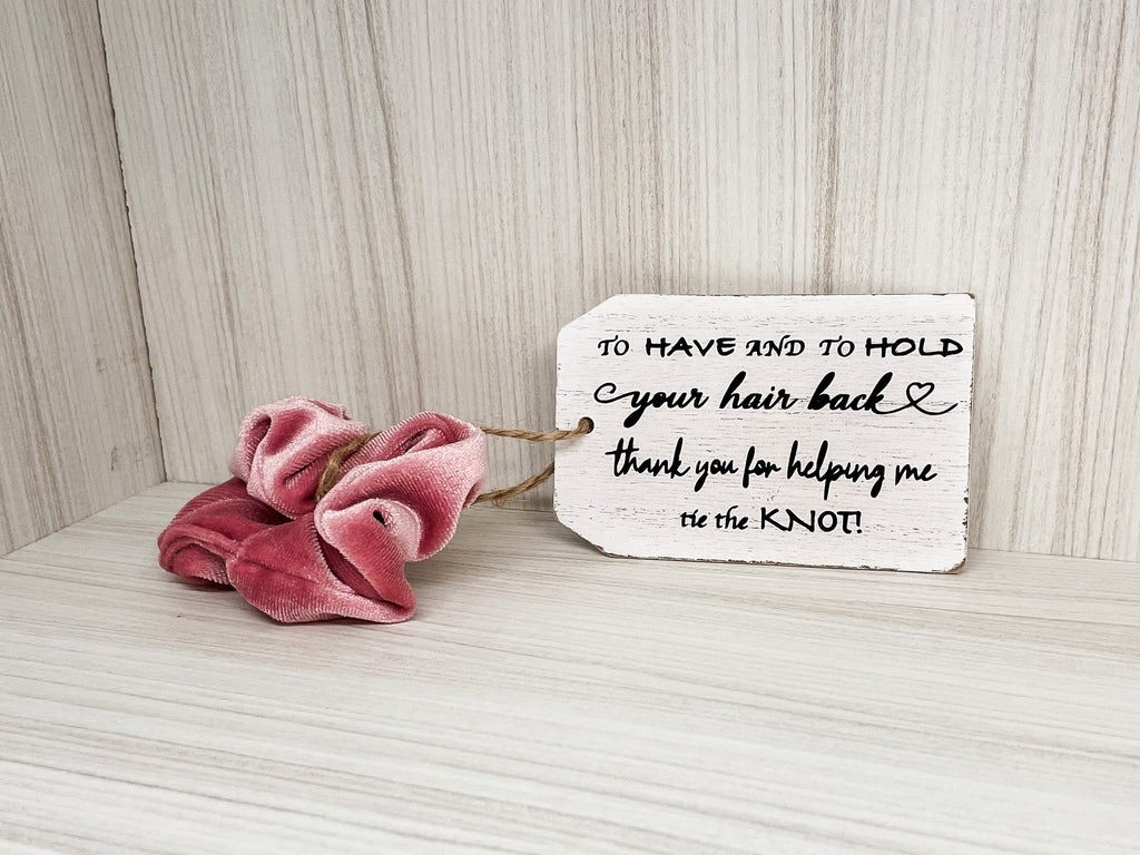 Scrunchie with Wood Hangtag