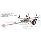 Malone LowMax 2 Kayak Trailer, 600 lb Capacity, Galvanized Steel, J/V Racks, LED Lights, USA Made
