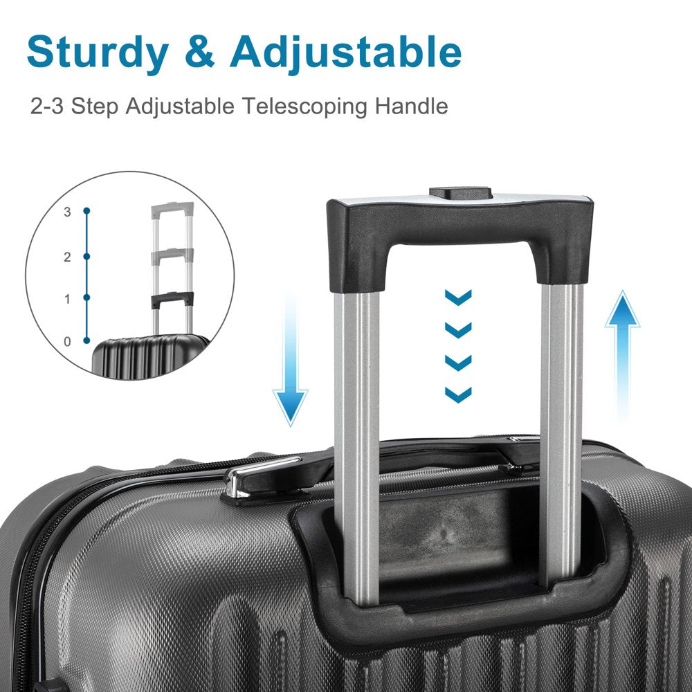 Zimtown 4 Piece Luggage Set – Durable ABS Hard Shell with TSA Lock & Double Wheels, Sizes 16′′-28′′, Rose Gold/Black/Dark Gray
