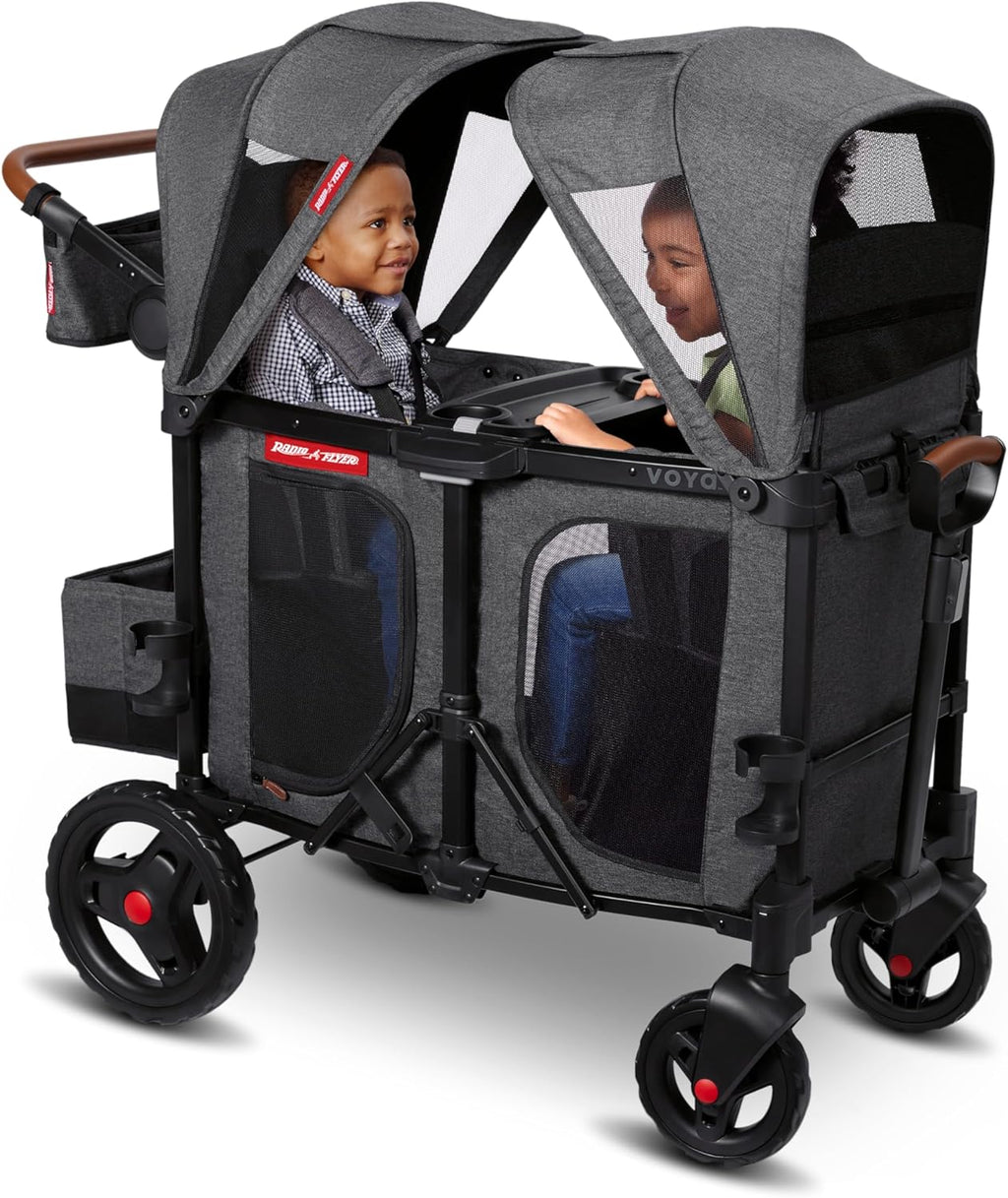 Stroller Wagon, 4 Seater Wagon Stroller for Kids with Low Sides, Baby Stroller Wagon, Quad Stroller