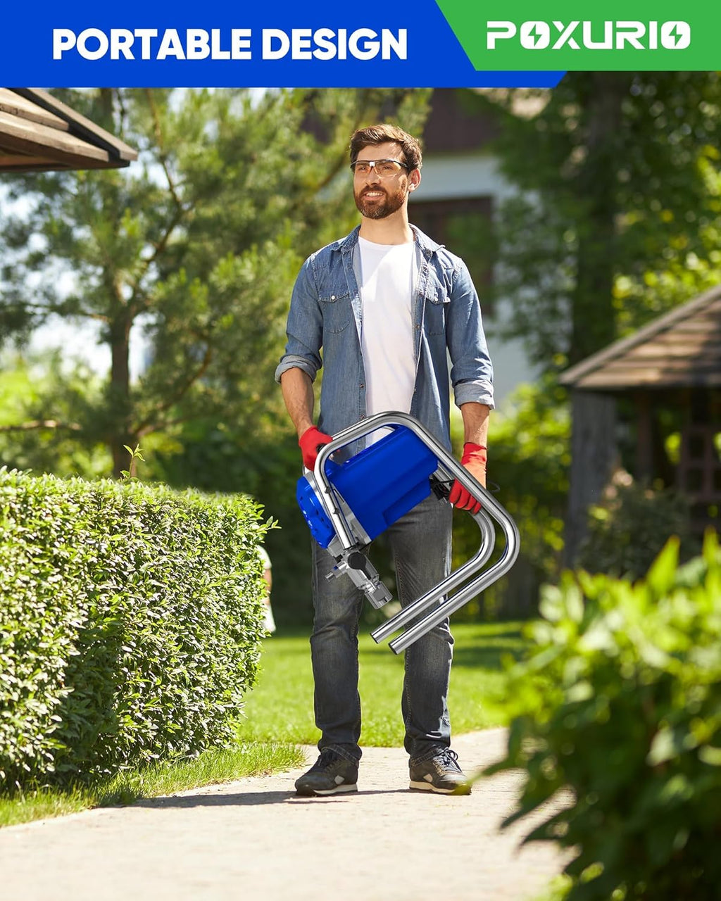 POXURIO 1200W Airless Paint Sprayer, 3300PSI High Efficiency Electric Paint Sprayer