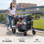 Stroller Wagon, 4 Seater Wagon Stroller for Kids with Low Sides, Baby Stroller Wagon, Quad Stroller