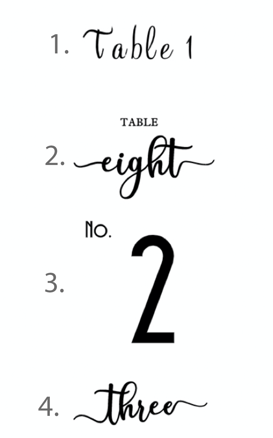 Table Number | Wood Plank Gray