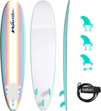 Wavestorm 8ft Classic Surfboard // Foam Wax Free Soft Top Longboard for Adults and Kids of All Levels of Surfing